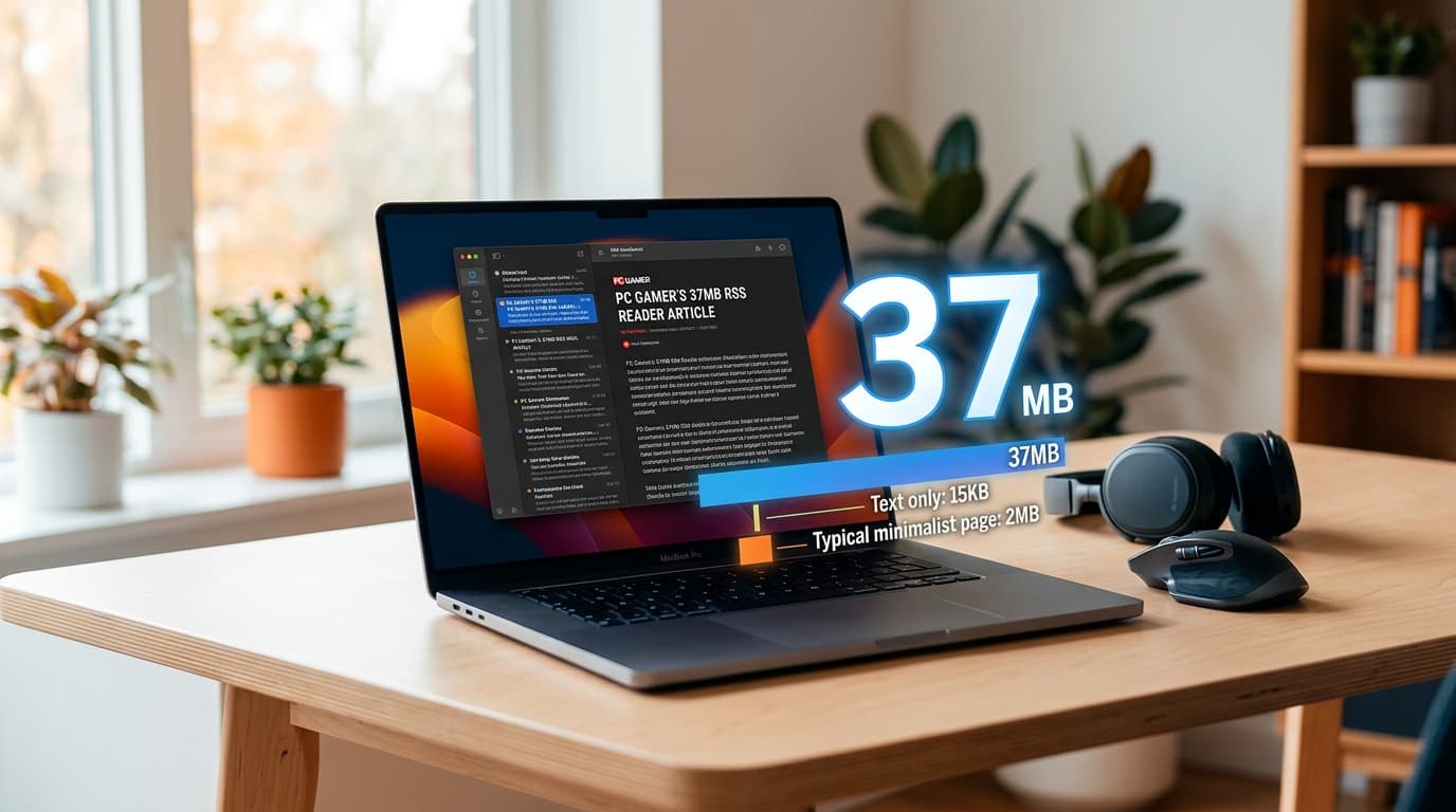 PC Gamer's 37MB RSS Reader Article: A Web Bloat Irony